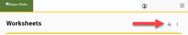 The Printer icon appears under your name directly across from the Worksheets title on the left..